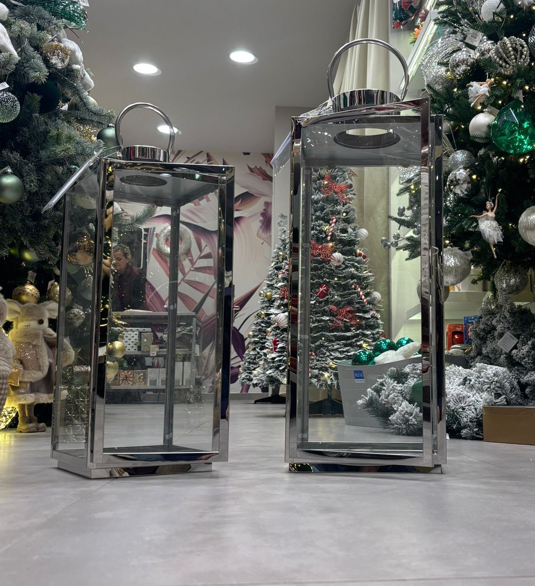 BIZZOTTO LANTERNA SET DUE LANTERNE ALBAN ARGENTO