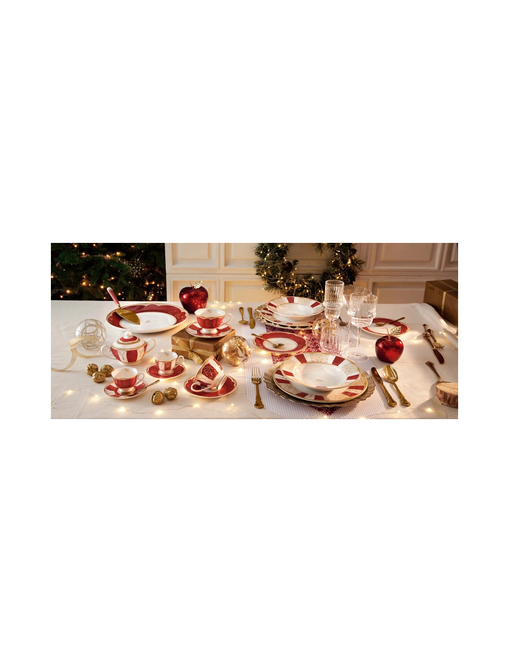 BRANDANI SERVIZIO PIATTI 18 PZ GOLDENEYE RED ROSSO