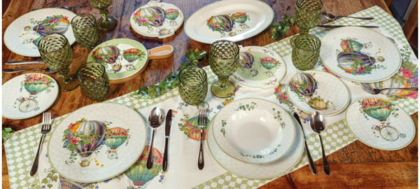 BRANDANI SERVIZIO PIATTI 18 PZ WONDERLAND MONGOLFIERE PORCELLANA