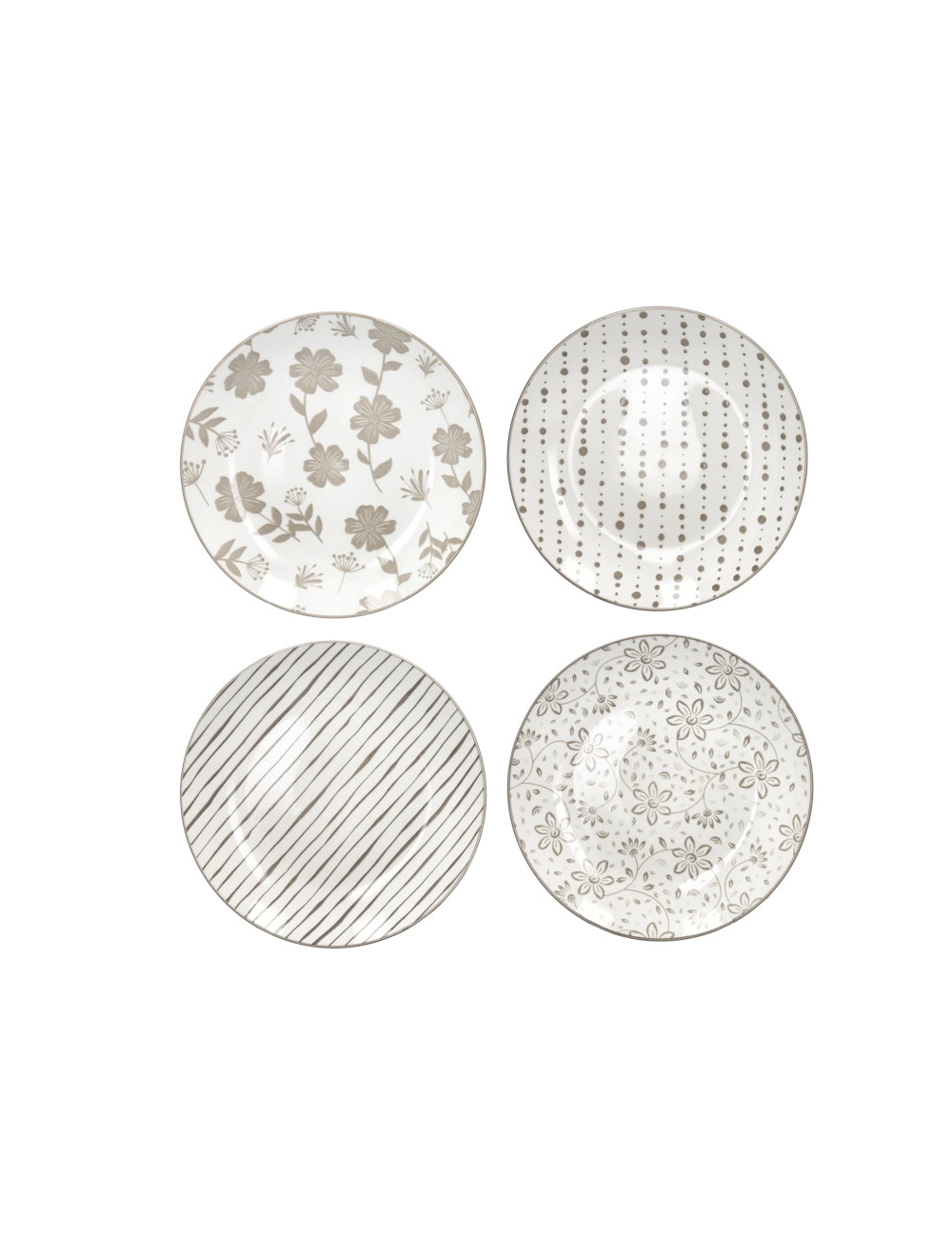 BRANDANI SERVIZIO PIATTI LOTO BIANCO-TORTORA 12 PZ