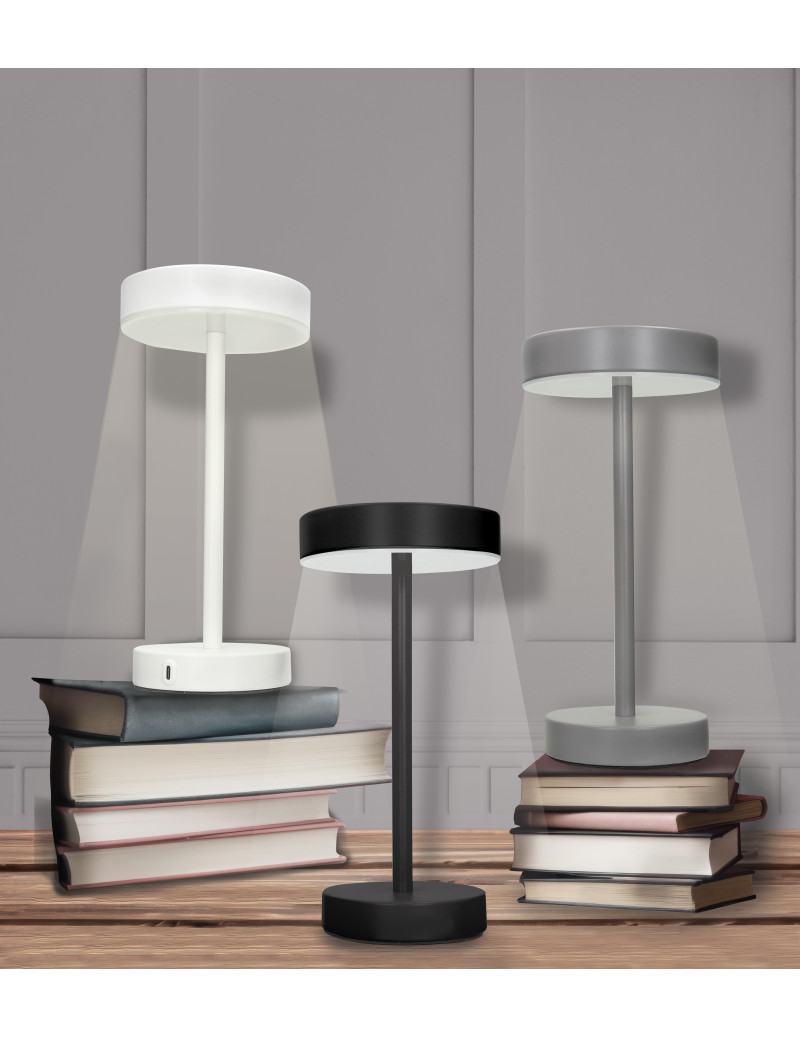 BRANDANI LAMPADA LED TOUCH FRISBEE GRIGIO OPACO METAL