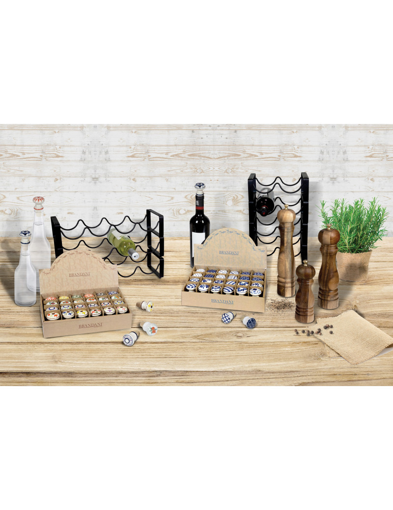 BRANDANI CANTINETTA SOVRAPPONIBILE 4 BOTTIGLIE NERO METAL