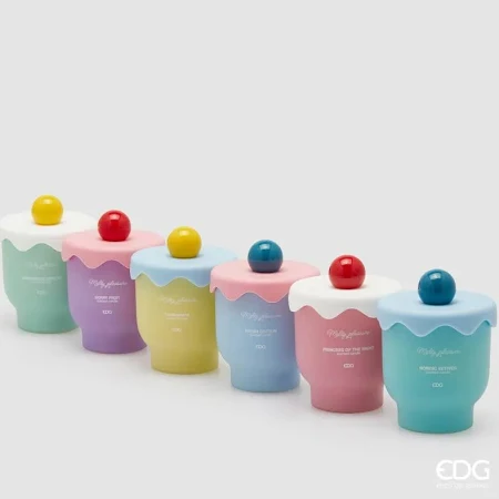 EDG CANDELA TORTINA PROFUMATA H 10 CM AZZURRO FRESH COTTON