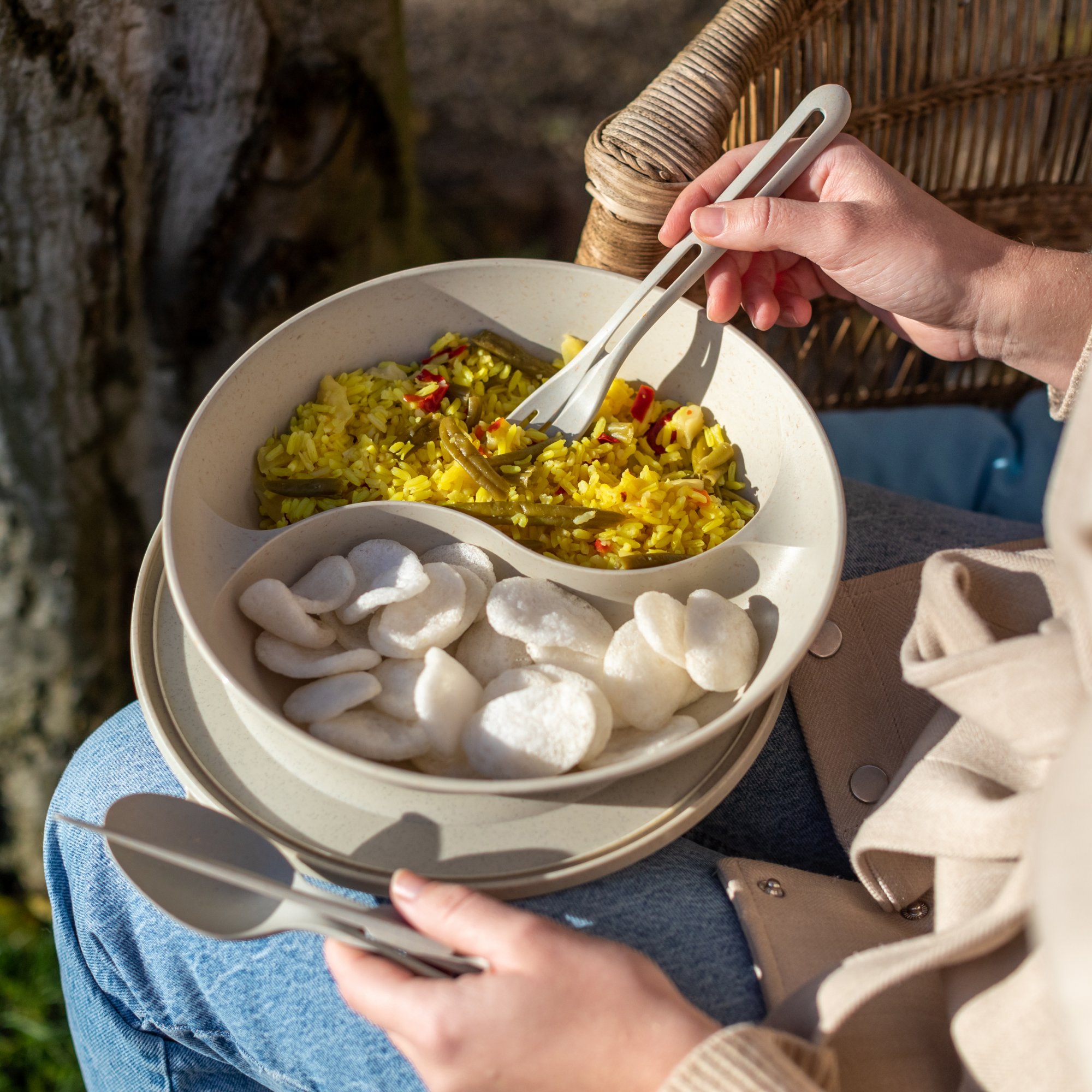 KOZIOL Porta Pranzo Piatto Divisorio Con Coperchio CONNECT SEPAREE Sabbia