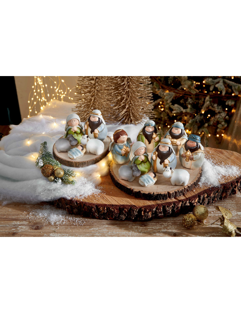 BRANDANI DECORAZIONE NATALIZIA NATIVITÀ SET 5 PZ C-BASE LEGNO PICCOLA