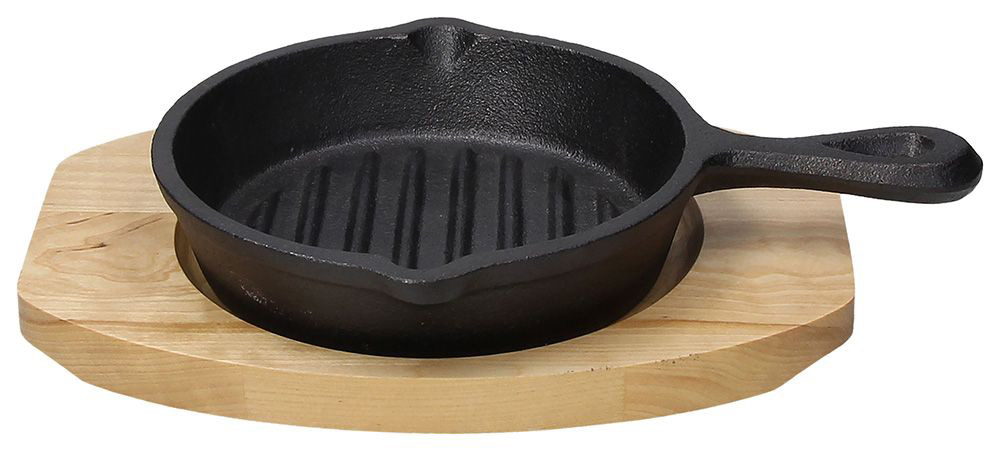 Padella Grill Tognana Ghisa con Base in Legno