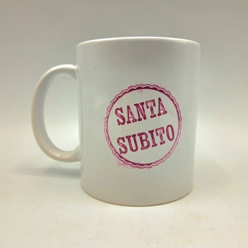 40 PIU&rsquo; FORTY MUG TAZZA CON MANICO MAT CERAMICA "SANTA SUBITO"