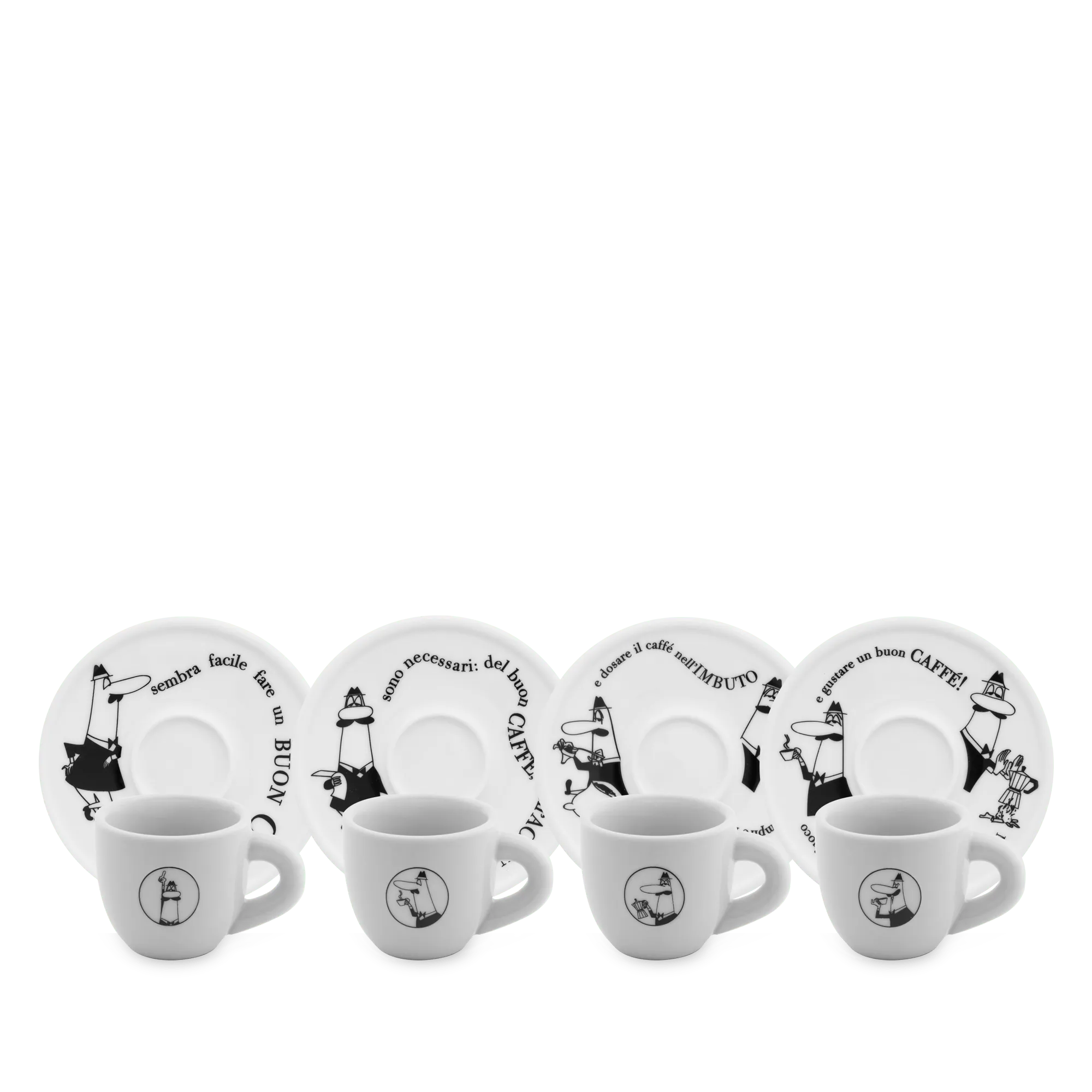 BIALETTI Set 4 tazzine moka carosello bianco
