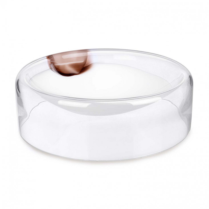 BIZZOTTO CIOTOLA DECORATIVA Ebetsu in vetro colore bianco-marrone CM 29,5 BIZZOTTO CIOTOLA DECORATIVA Ebetsu in vetro colore bianco-marrone CM 29,5