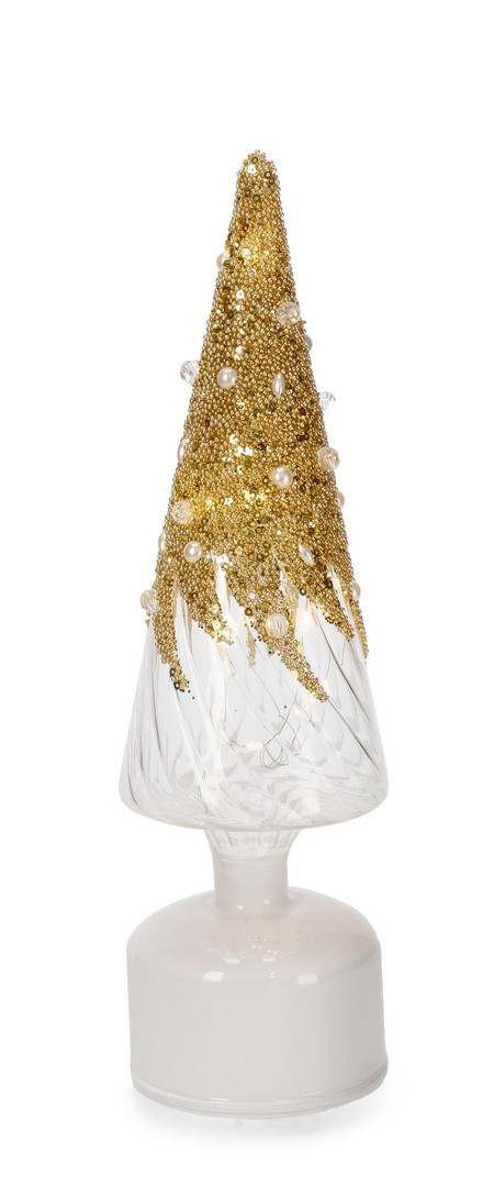 BIZZOTTO DECORO PINO ROTANTE VT BEAUTIFY TRA H 33,5  C-LED BIANCO E ORO BIZZOTTO DECORO PINO ROTANTE VT BEAUTIFY TRA H 33,5  C-LED BIANCO E ORO