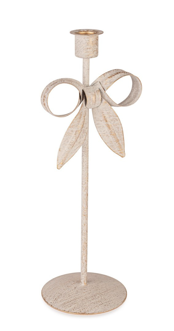 BIZZOTTO PORTA CANDELA  1P RIBBON BIANCO H 28 CM BIZZOTTO PORTA CANDELA  1P RIBBON BIANCO H 28 CM