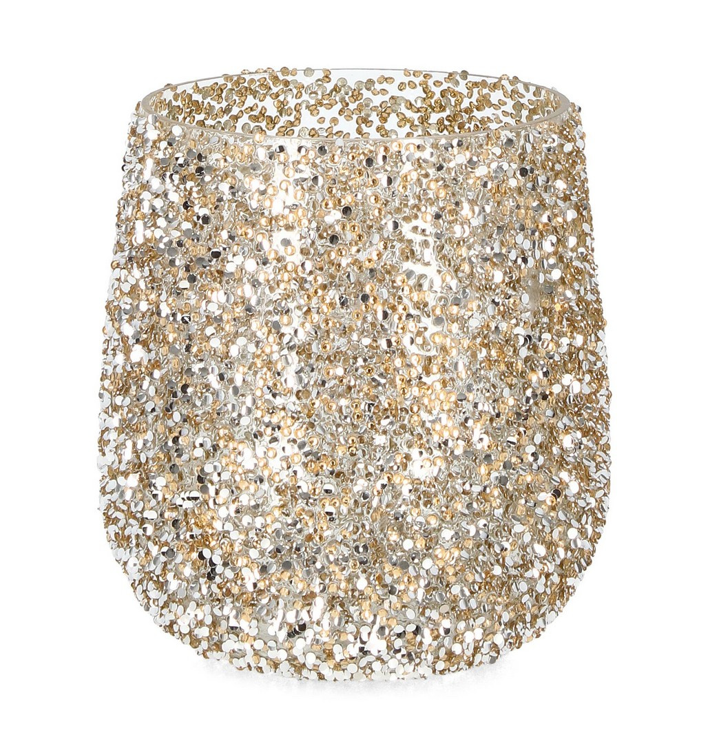 BIZZOTTO PORTA CANDELA  BRILLANTE ORO D15X17H VETRO