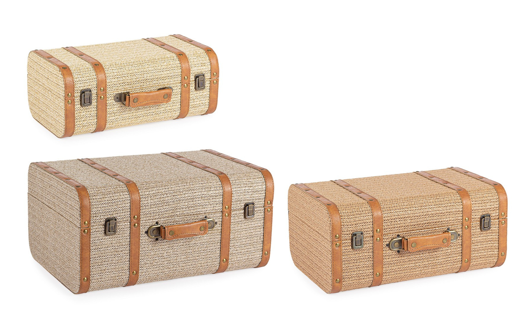 BIZZOTTO SET3 BAULE VALIGIA WILFRED BEIGE-MARRONE
