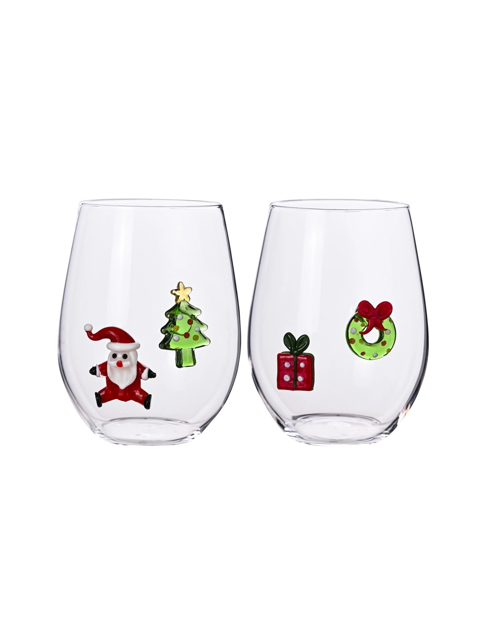 BRANDANI BICCHIERE SET 2 BICCHIERI SOGGETTI NATALIZI "W IL NATALE" BABBO NATALE