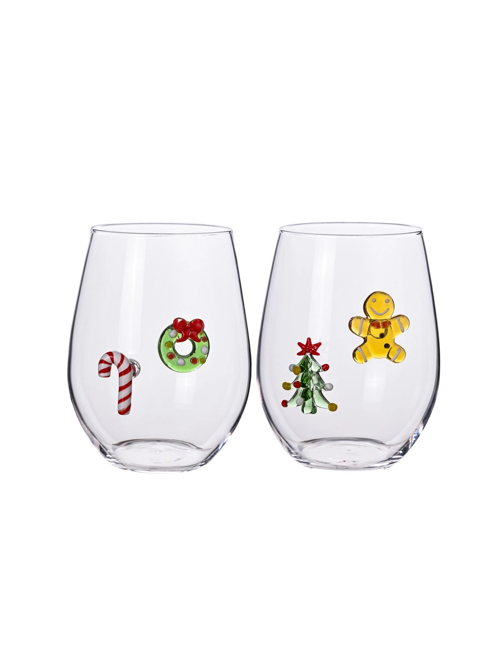 BRANDANI BICCHIERE SET 2 BICCHIERI SOGGETTI NATALIZI "W IL NATALE" PAN DI ZENZERO