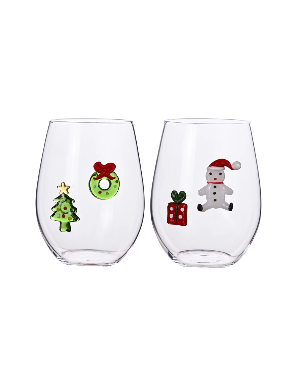 BRANDANI BICCHIERE SET 2 BICCHIERI SOGGETTI NATALIZI "W IL NATALE" PUPAZZO