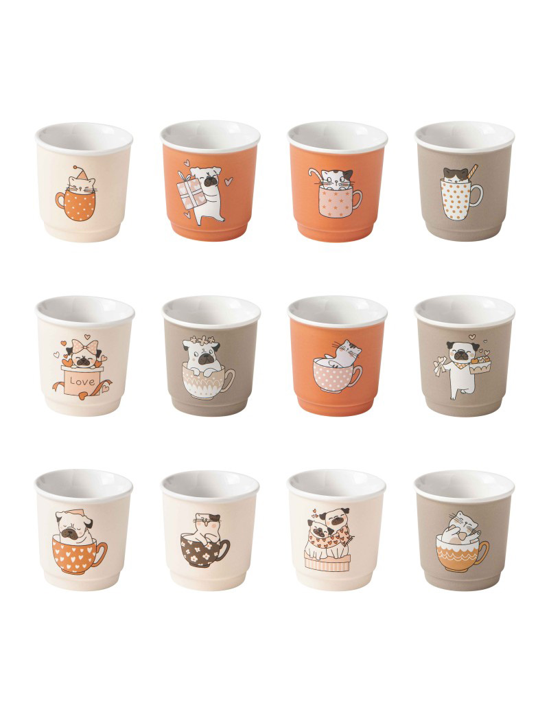 Brandani BICCHIERINO CANI E GATTI NEW BONE CHINA 1pz