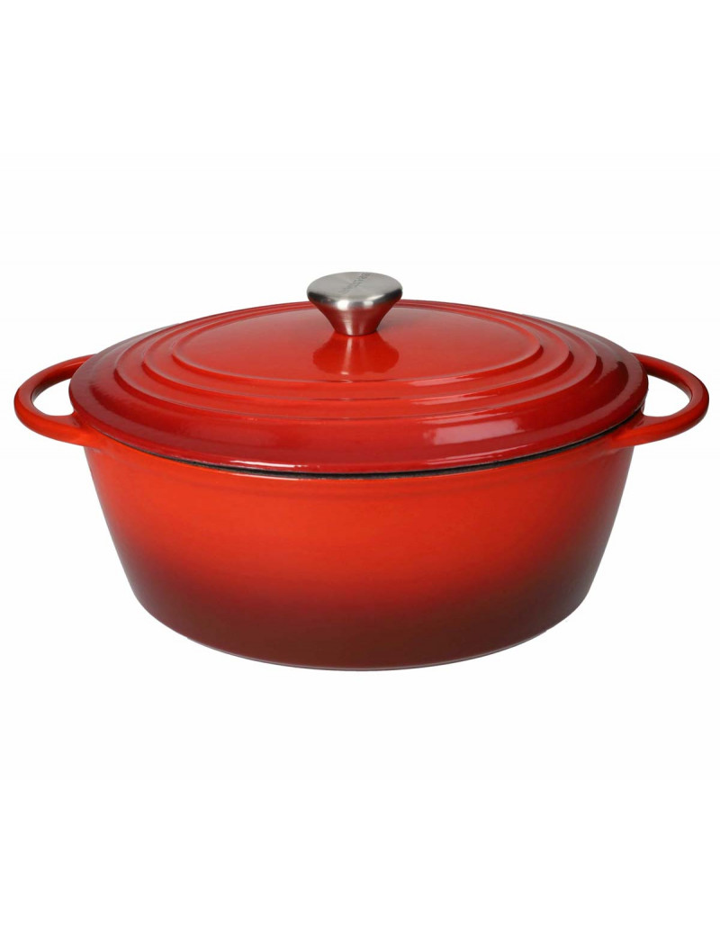 BRANDANI Casseruola Cocotte Ghisa ovale Rossa Smaltata 5 LT