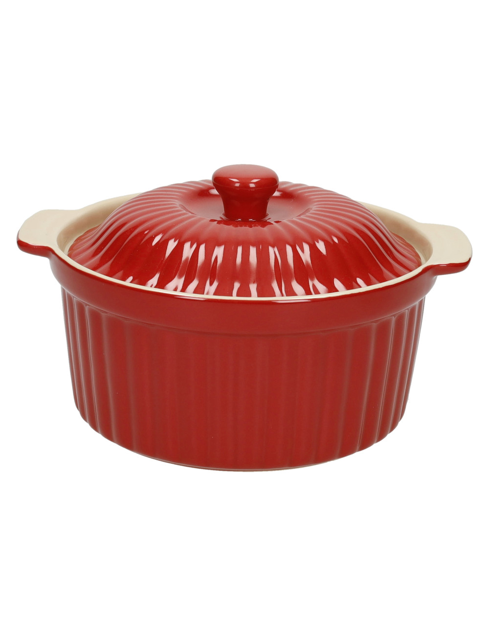 BRANDANI COCOTTE ROSSA CON COPERCHIO CERAMICA CM 12 PICCOLA
