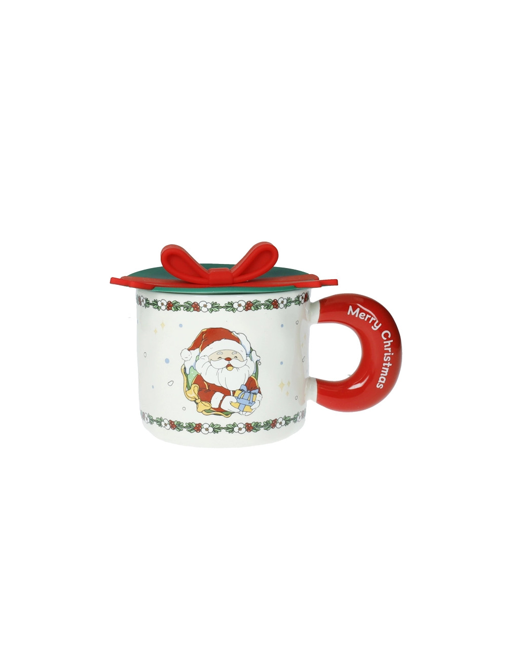 BRANDANI MUG TAZZA FIOCCO ROSSO CON TAPPO SILICONE