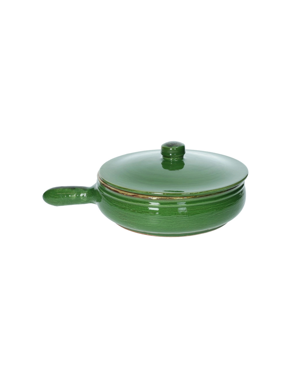 BRANDANI PENTOLA TEGAME VERDE BASSO 1 MANICO C-COPERCHIO TERRACOTTA