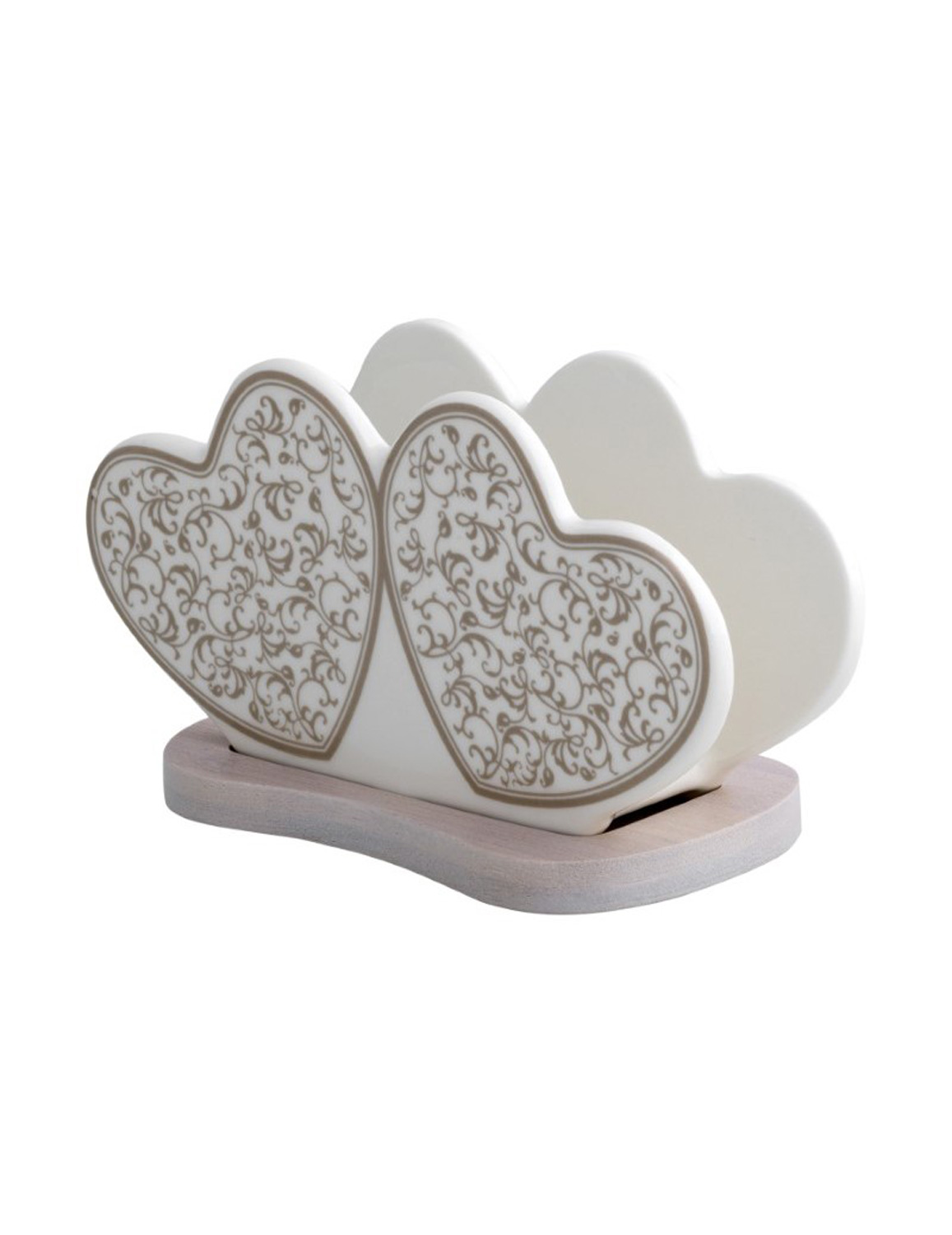 BRANDANI Portatovaglioli Riccioli Di Fata Porcellana doppio cuore