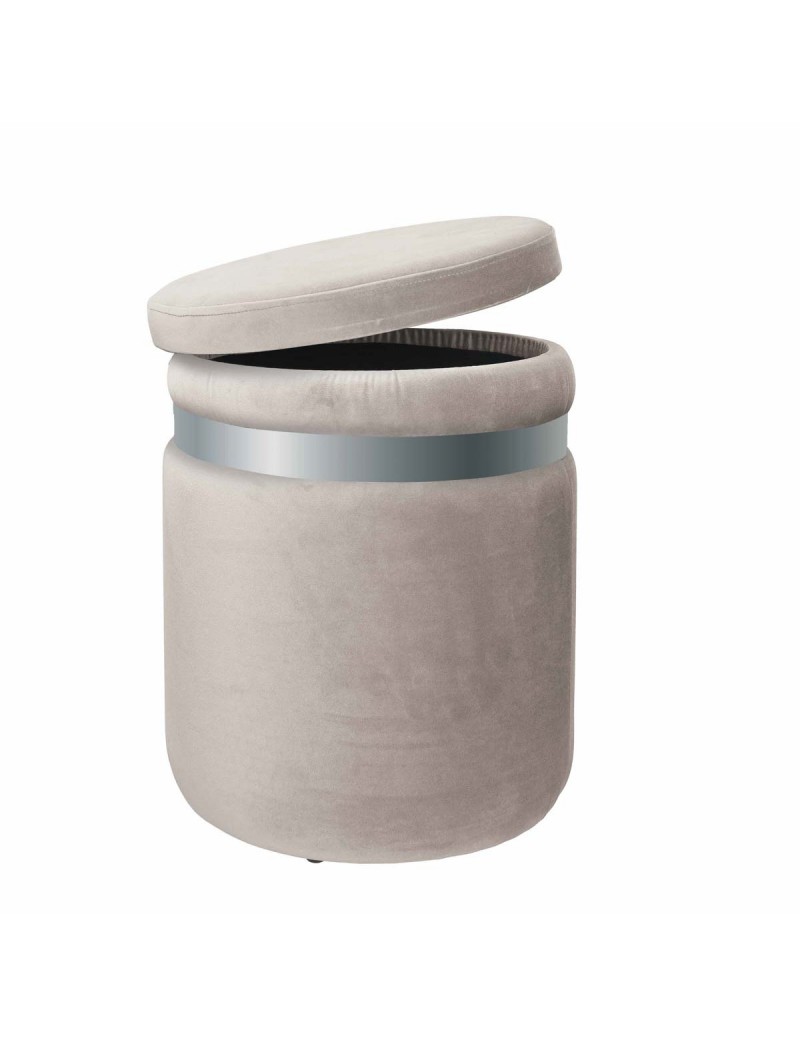 BRANDANI Pouf apribile tortora velluto c-dettaglio silver metal
