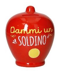 BRANDANI Salvadanaio classico con frasi rosso