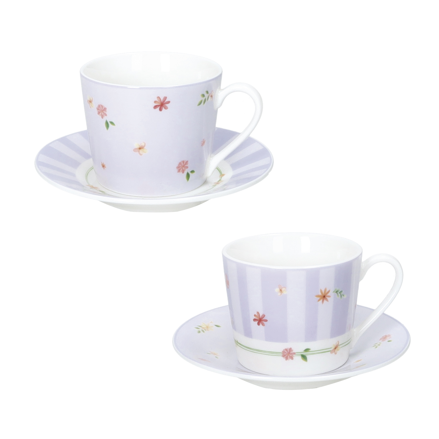 BRANDANI SET 2 TAZZINE CAFFE CON PIATTINO POLLINE LILLA