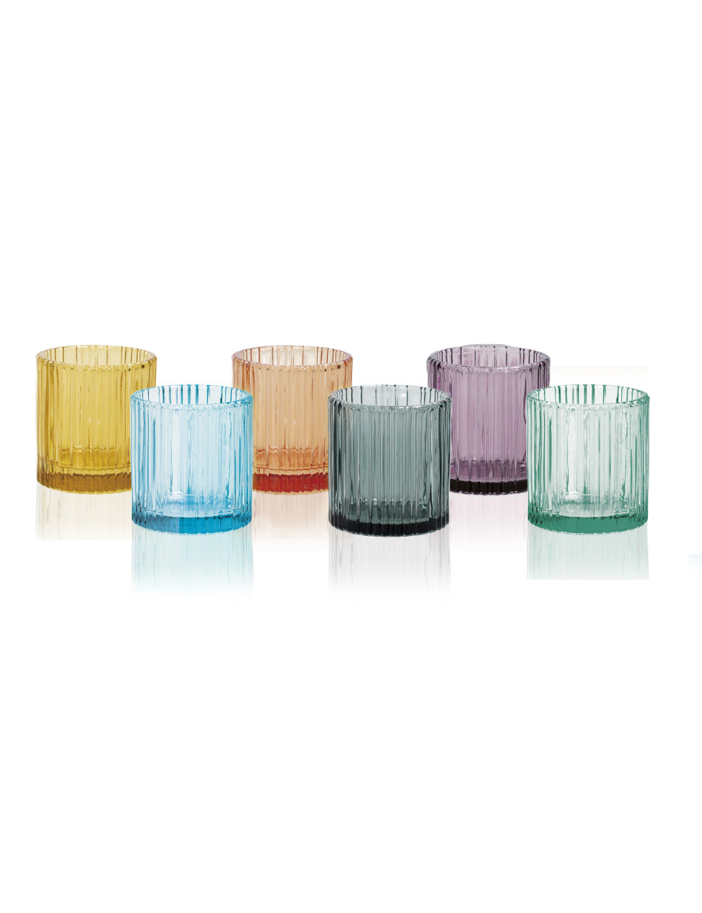 BRANDANI SET 6 BICCHIERI LIQUORINO SHOT PLISSE&rsquo; COLORI ASSORTITI VETRO