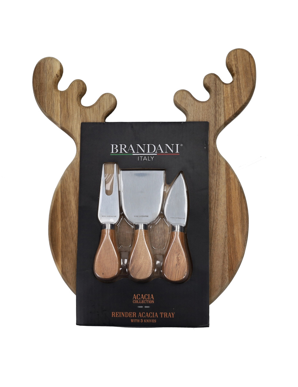 BRANDANI TAGLIERE ACACIA C- DUE COLTELLI FORMAGGIO INOX-ACACIA BRANDANI TAGLIERE ACACIA C- DUE COLTELLI FORMAGGIO INOX-ACACIA