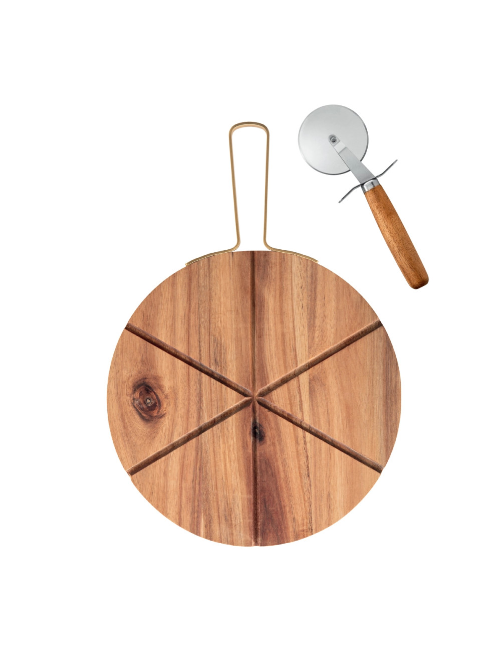BRANDANI TAGLIERE PIZZA ACACIA C-MANICO INOX E ROTELLA BRANDANI TAGLIERE PIZZA ACACIA C-MANICO INOX E ROTELLA