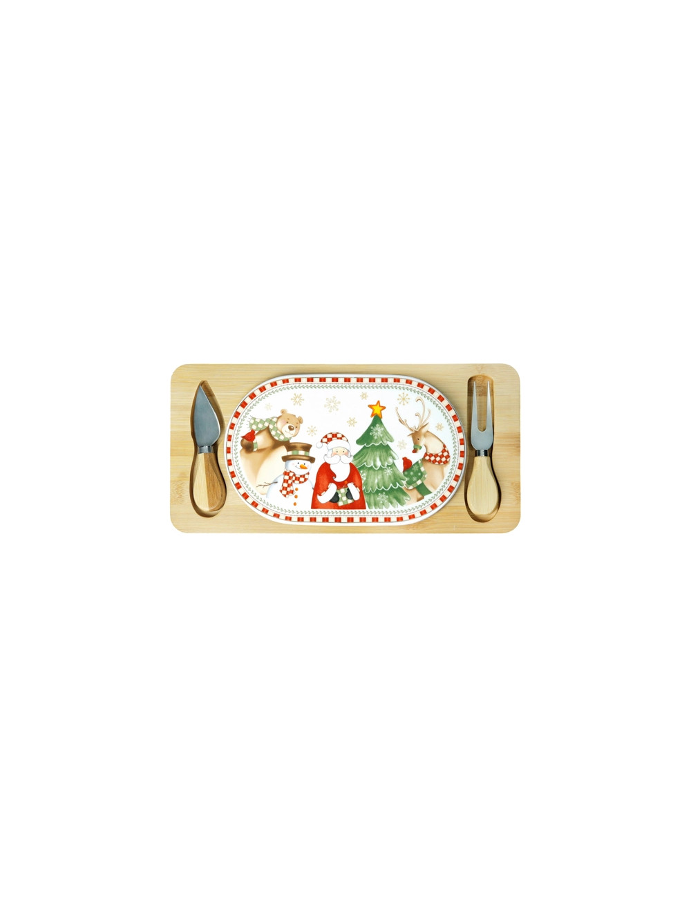 BRANDANI Tagliere racconti porcellana-bamboo e due coltelli formaggio