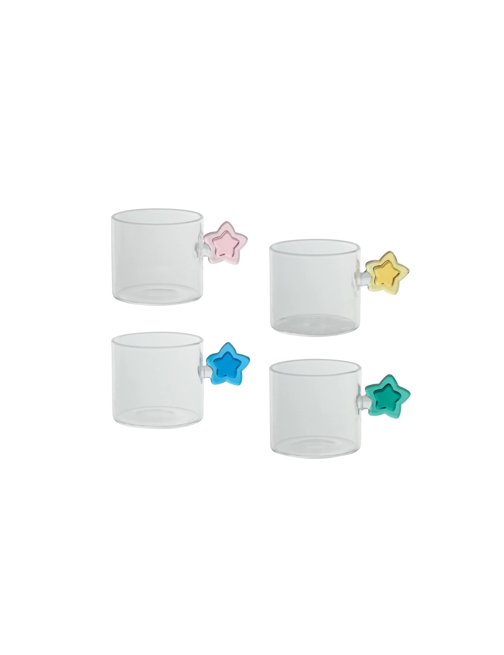BRANDANI TAZZE SET 4 TAZZINE STELLA VETRO COLORI ASSORTITI