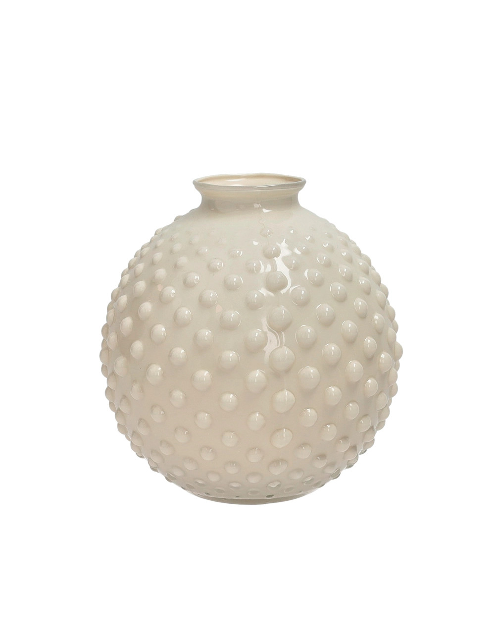 BRANDANI VASO SFERA BOLLE  AVORIO VETRO CM 16 PICCOLO