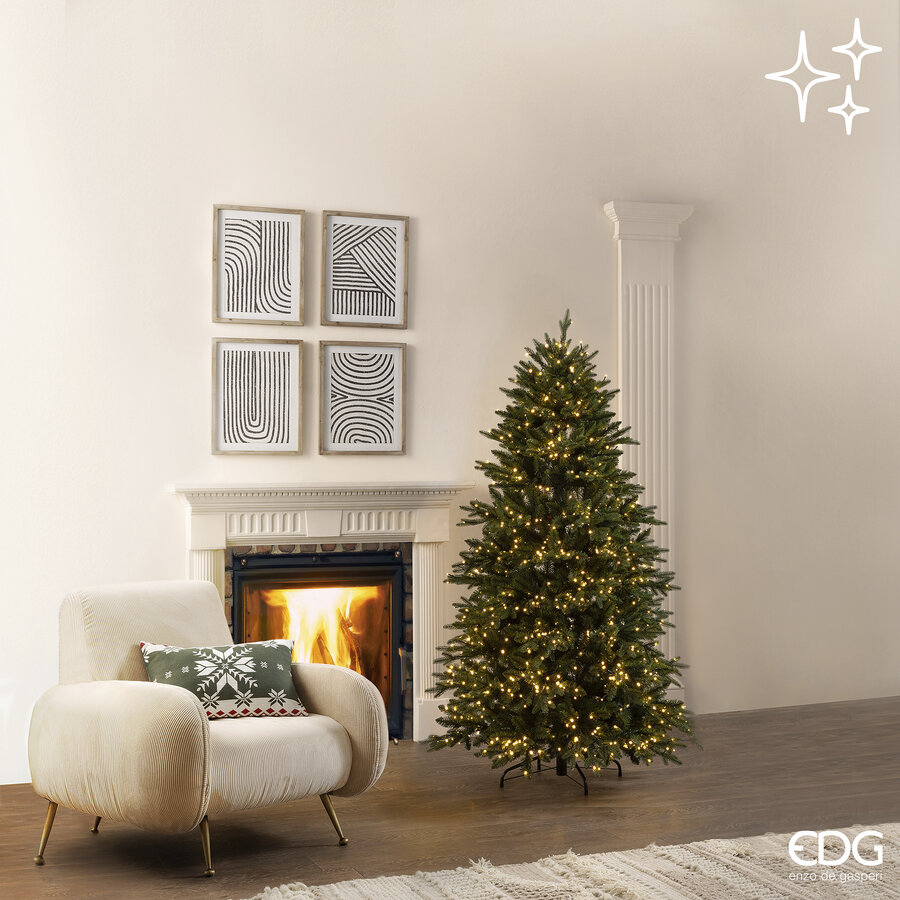 EDG Albero Di Natale Pino Cristallo con 1500 Led H 180 cm DIAM 112 CM