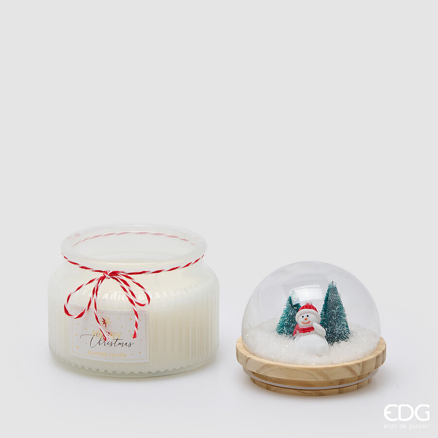 EDG CANDELA CUPOLA PROFUMATA H.12,5 CM BIANCO INTERNO PUPAZZO NEVE