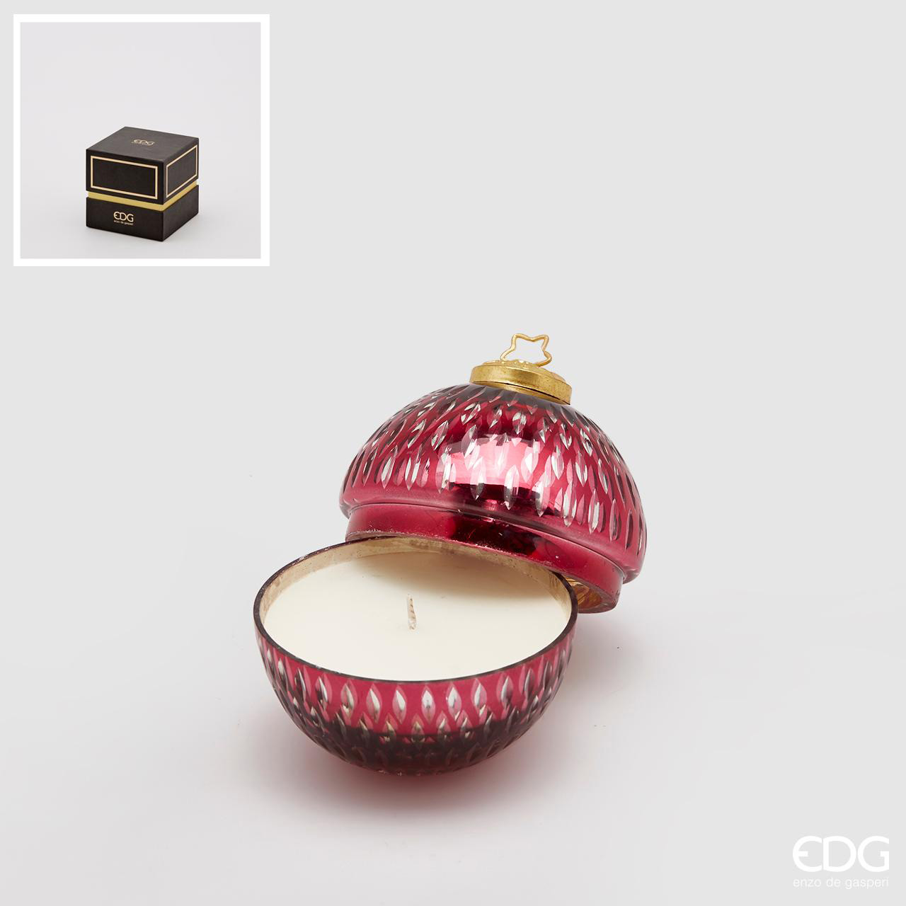 EDG Candela Natalizia con Vetro Sfera Molata Burgundy