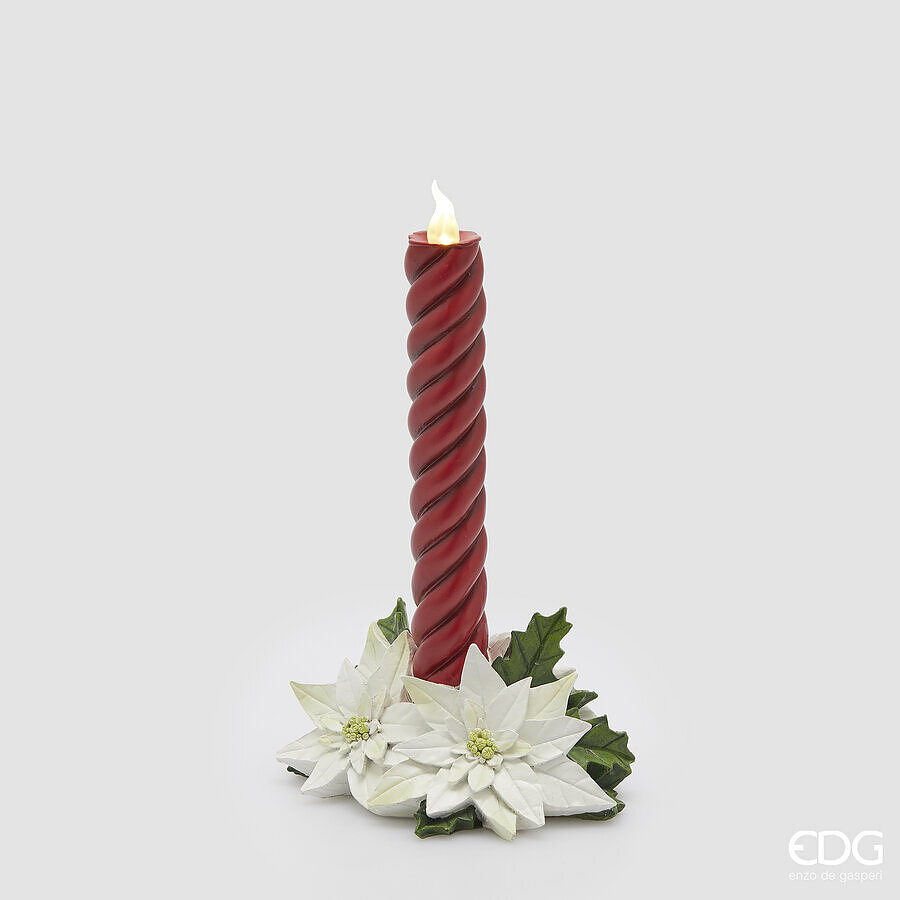 EDG CANDELA NATALIZIA LED CON CORONCINA 1 PZ ROSSO H.28 CM