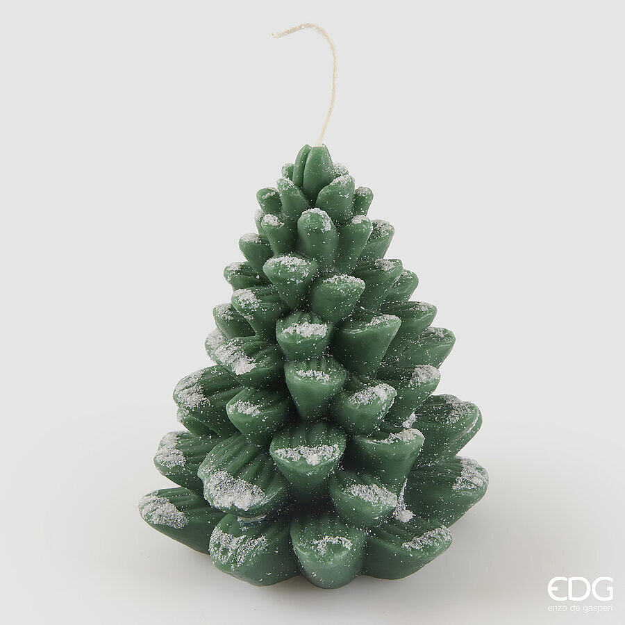 EDG Candela Natalizia Pigna Innevata Verde 14cm