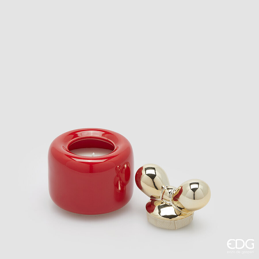EDG Candela profumata con coperchio Fiocco berry fruit  rosso h.10 cm