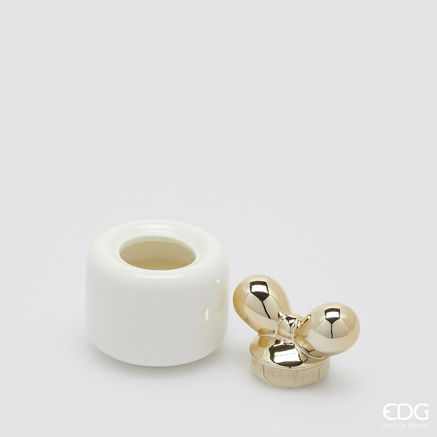 EDG Candela profumata con coperchio Fiocco frangipani bianco h.10 cm