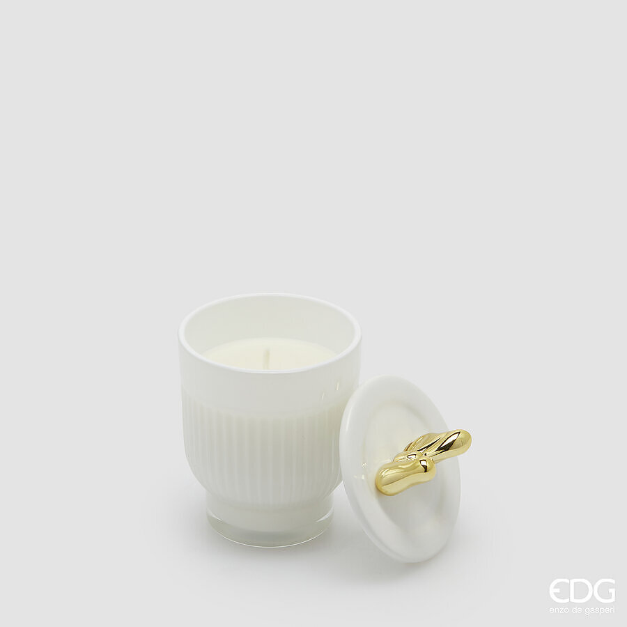EDG Candela profumata con fiocco H 11 CM DIAM 7 BIANCO