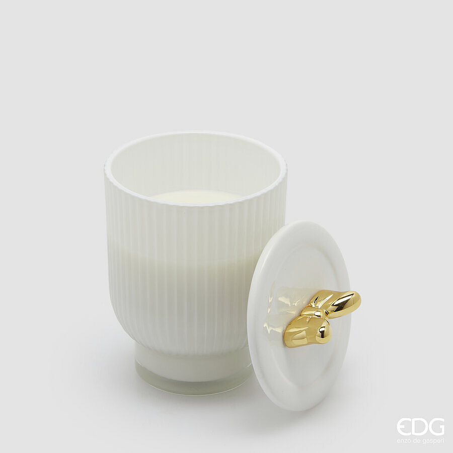 EDG Candela profumata con fiocco H 15 CM DIAM 10 BIANCO
