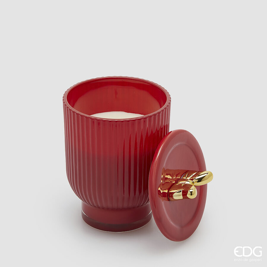 EDG Candela profumata con fiocco H 15 CM DIAM 10 ROSSO