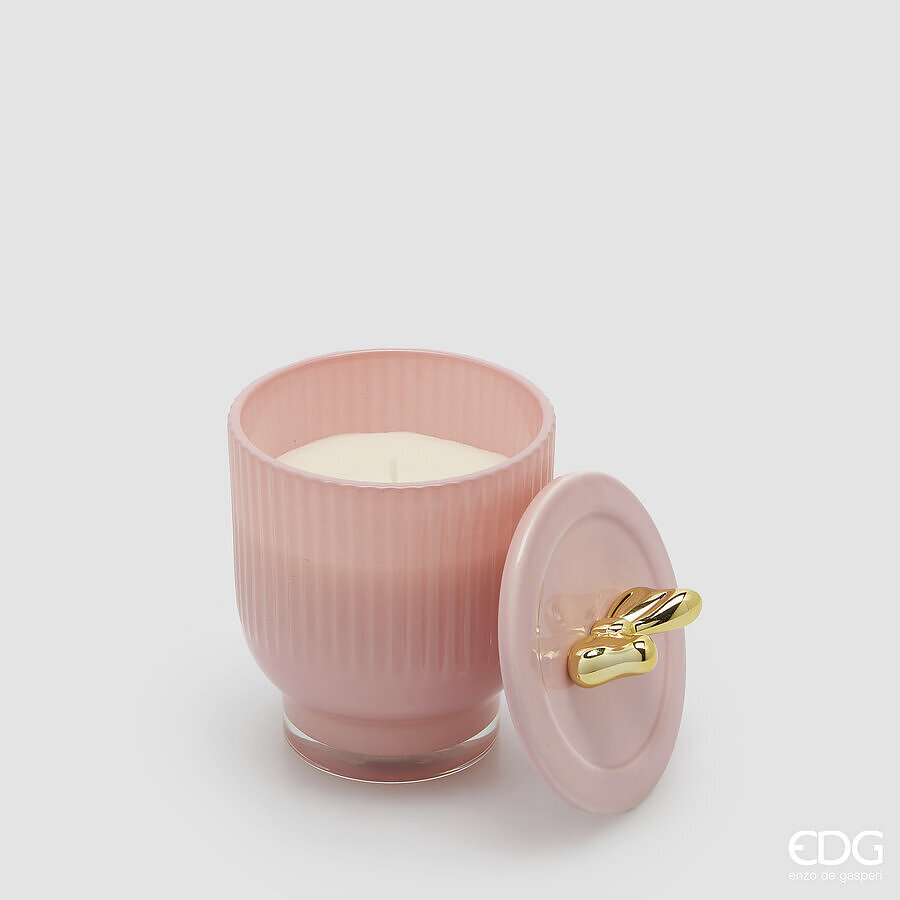 EDG Candela profumata con fiocco media H.13 CM DIAM. 9 ROSA