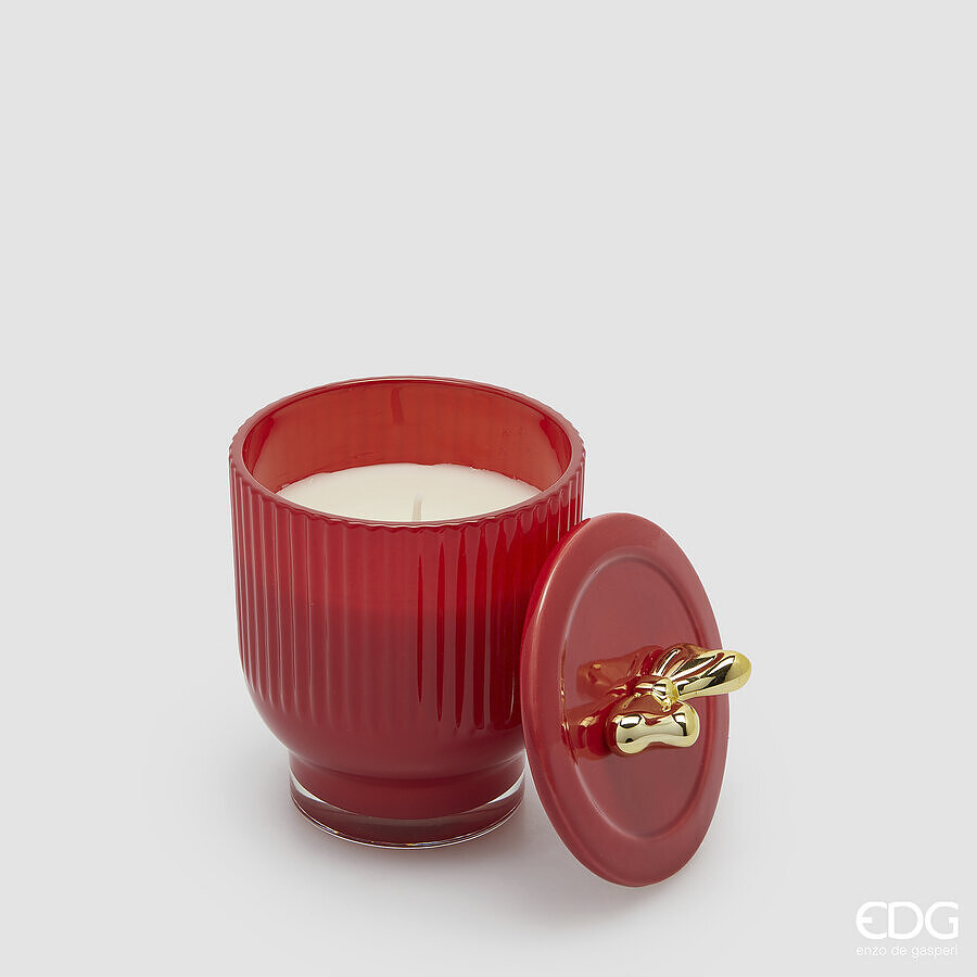 EDG Candela profumata con fiocco media H.13 CM DIAM. 9 ROSSO