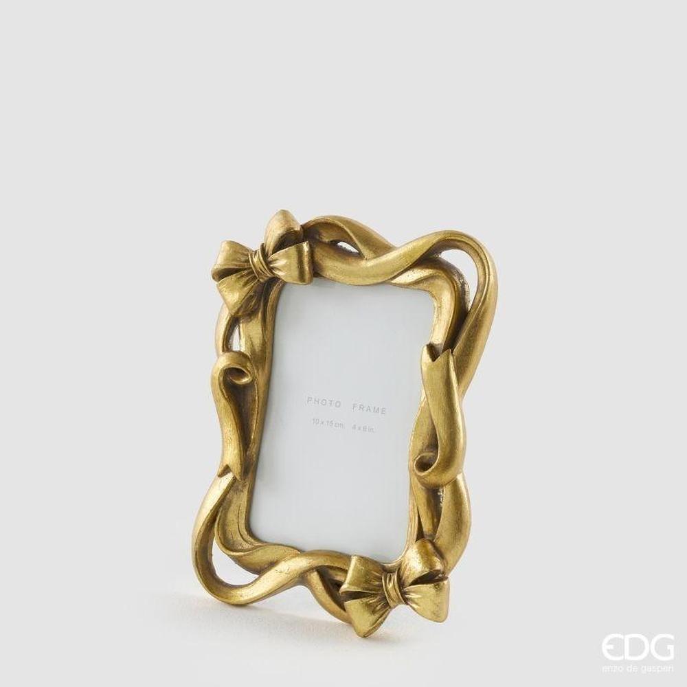 EDG CORNICE Portafoto con Fiocco Oro Scuro H 20,5 L 15,5