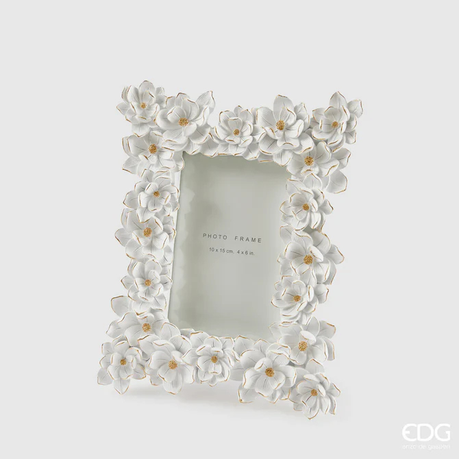 EDG CORNICE Portafoto in Resina con Fiori Elleboro h 25 cm l.19
