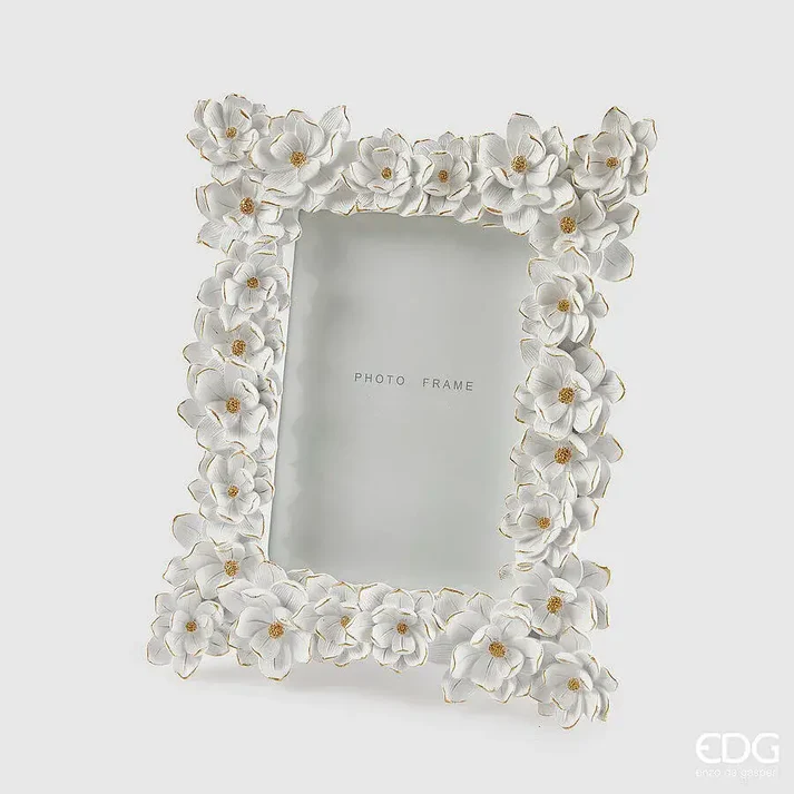 EDG CORNICE Portafoto in Resina con Fiori Elleboro h 27 cm l.22
